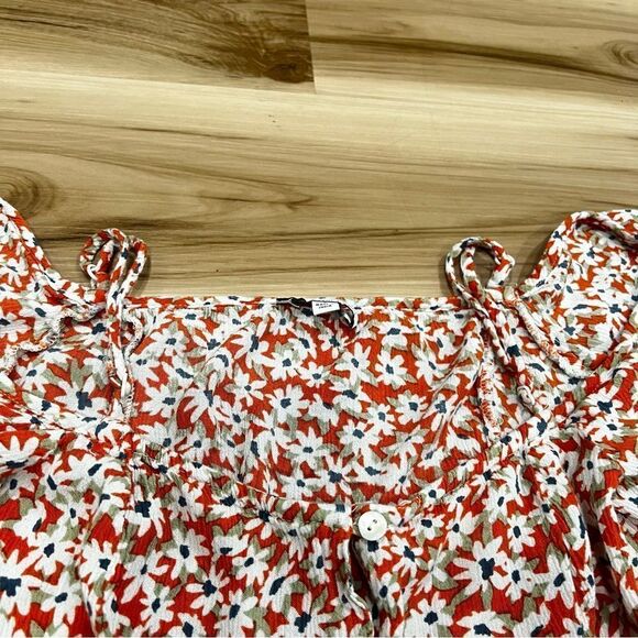 Patrons of Peace Orange Floral Off the Shoulder Ruffle Dress Women’s Medium - Picture 4 of 6